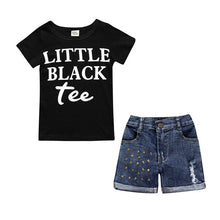 Load image into Gallery viewer, Girls clothes summer 2018 girls clothes sets children's clothing letter girls short sleeve shirts + shorts clothing sets ST292