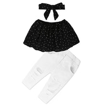 Load image into Gallery viewer, Kids Baby Girl stripe Off Shoulder Hanging neck Top + pink hole pants Outfits Clothes Summer 3Pcs Kid Girls Clothing Set Dtz376