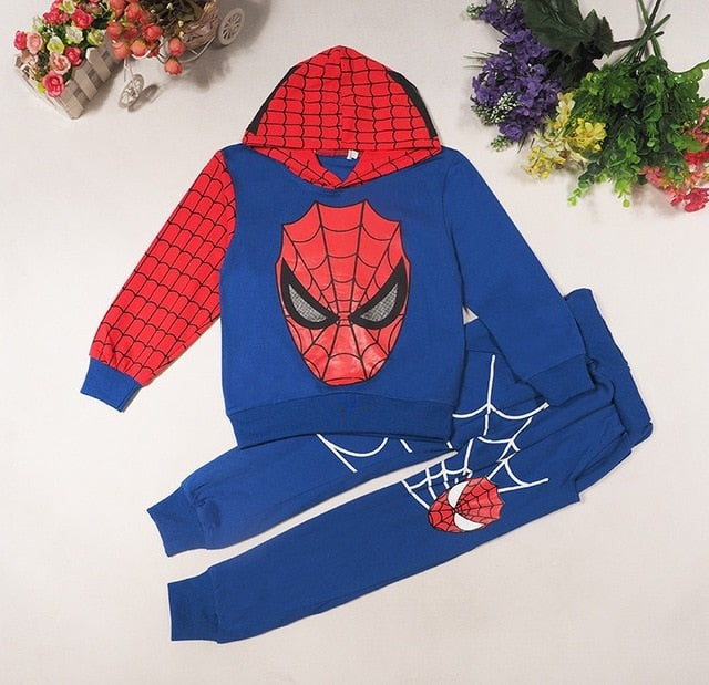 New Baby Boys Spring Autumn Spiderman Sports suit 2 pieces set Tracksuits Kids Clothing sets 100-140cm Casual clothes Coat+Pant