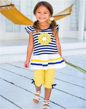 Load image into Gallery viewer, TANGUOANT Summer Girls Clothing Sets Baby Kids Clothes Suit Children Sleeveless Striped T-Shirt +Pants roupas infantil meninas