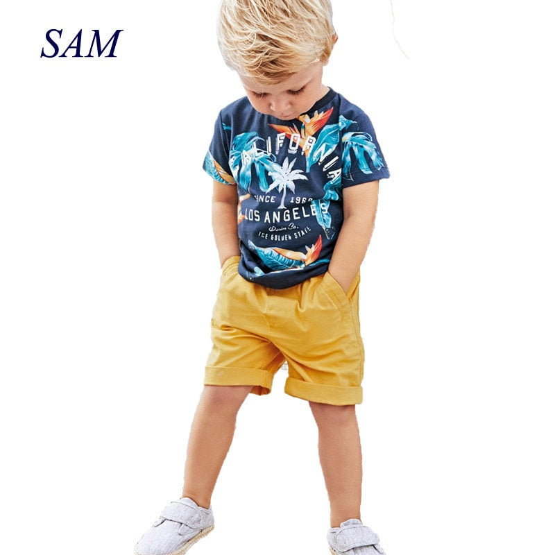 2017 Baby Boys Sets Summer Boys Sets Clothes T shirt+short Pants cotton sports Letter printed Set Children Suit