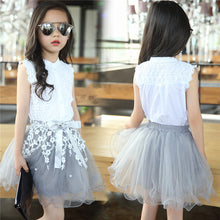 Load image into Gallery viewer, Fashion Baby Girls Clothing Sets New Summer 2017 Sleeveless Tops Tees + Lace Skirt 2 Pcs Suit Casual Children Pullover Clothes