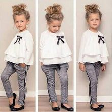 Load image into Gallery viewer, MUQGEW Fashion Baby Kids clothes Girls Clothing Set 2PCs Outfits Ruffle T Shirt Tops+Checked Pants Clothes Set roupas menina